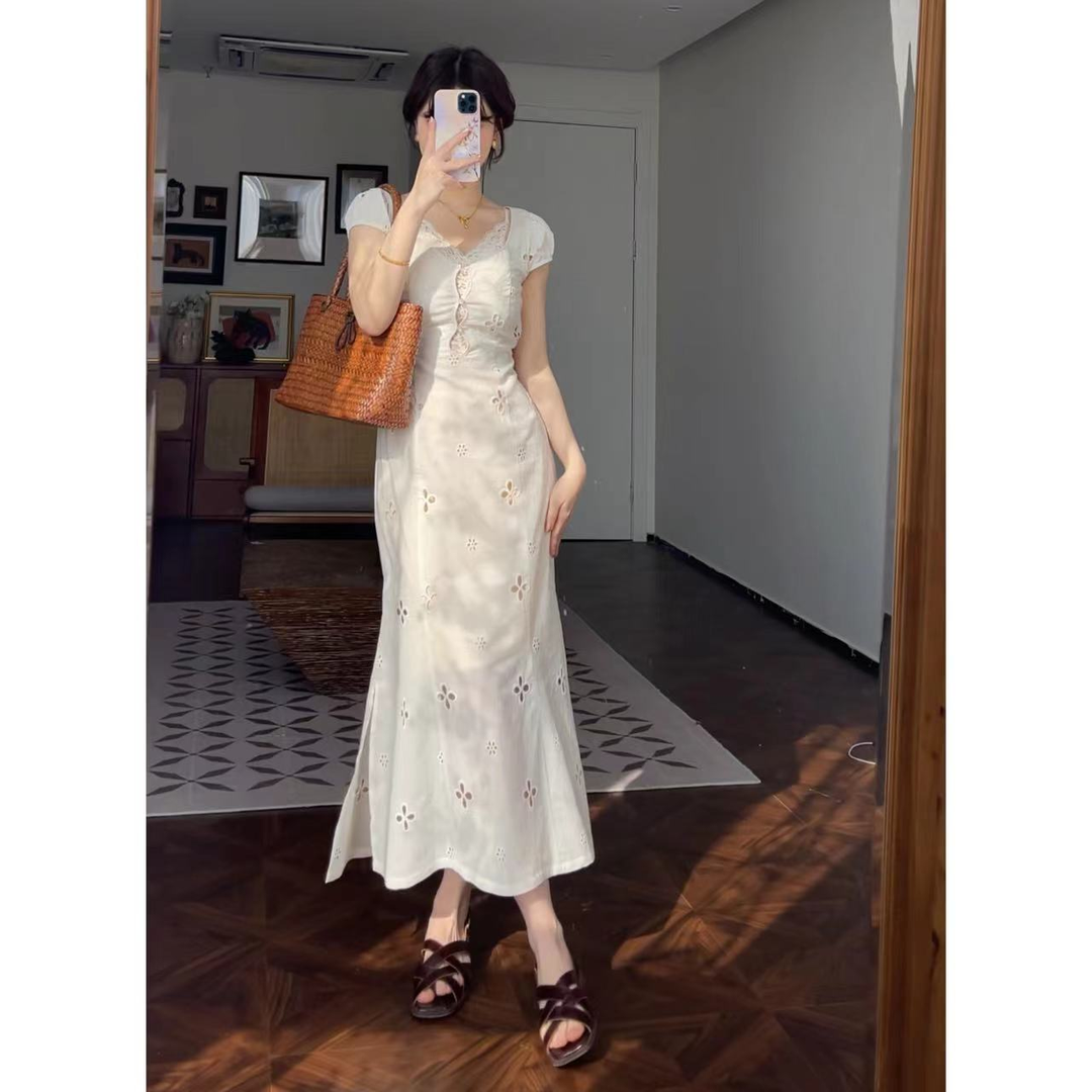 Four Leaf Clover Hollow Out Summer Maxi Dress