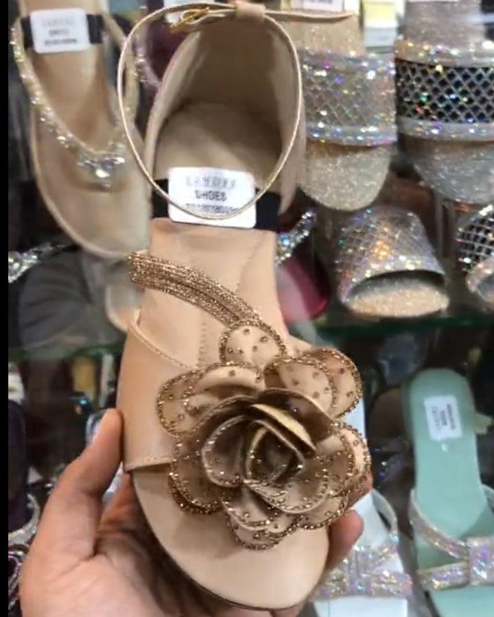 Lace Flower Sparkle Sandals