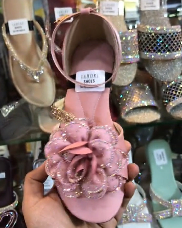 Lace Flower Sparkle Sandals