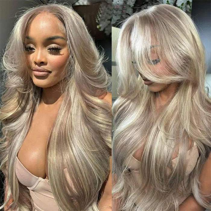 Body Wave Curtain Bangs 8x5 Glueless HD Lace Closure Wig and 13x4 Frontal Wig Put On And Go