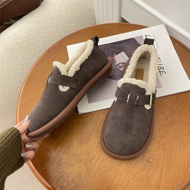 Plush Round Toe Slip-On Flats