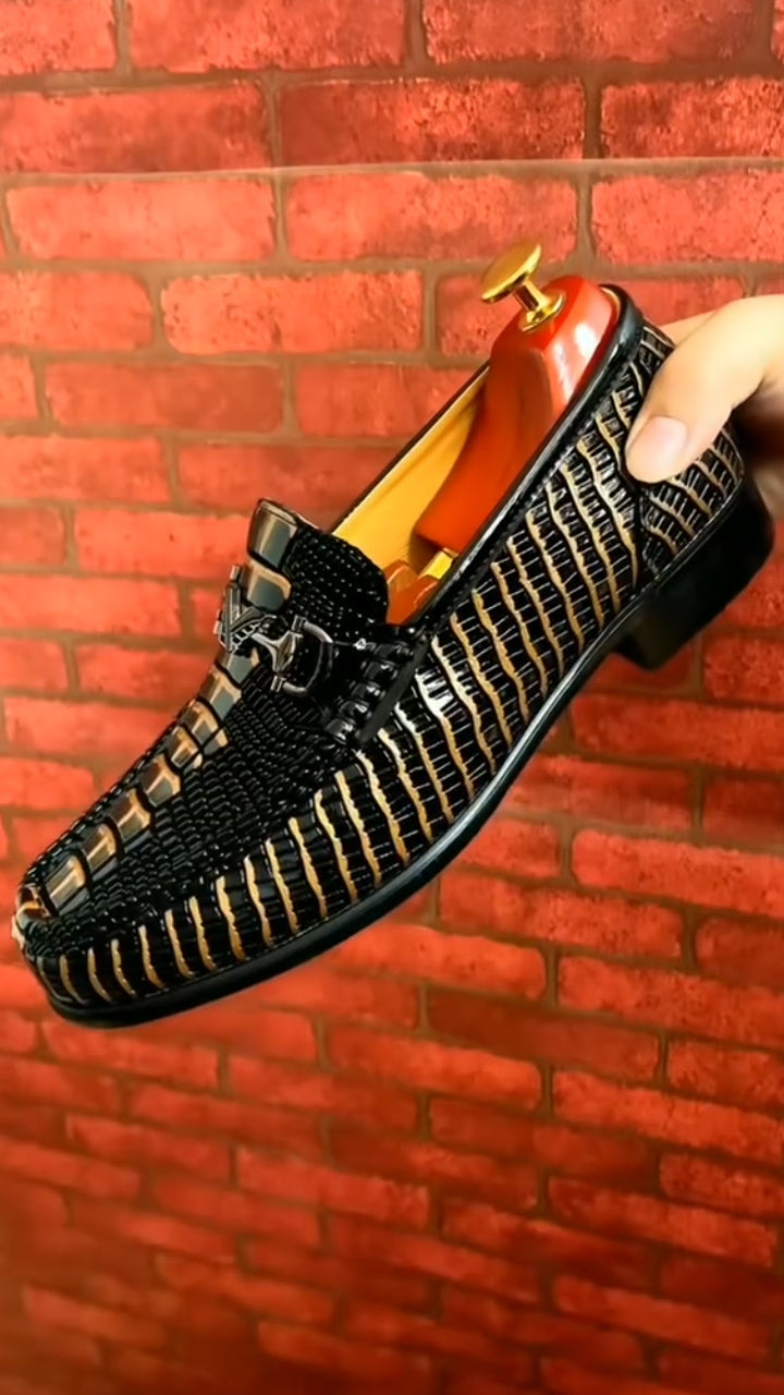 Men's Leather Crocodile Pattern Loafers