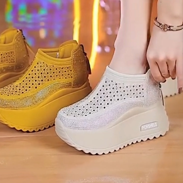 Sparkling Rhinestone Platform Sneakers