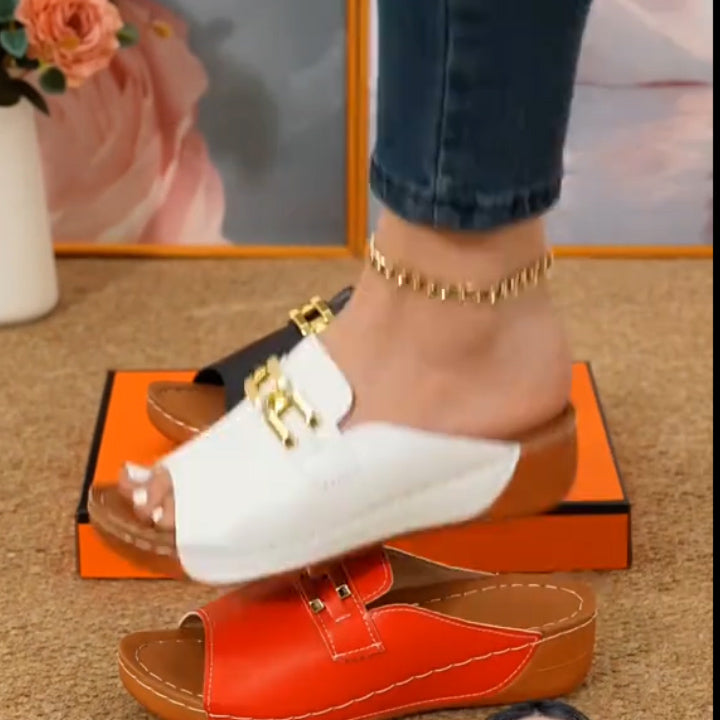 Metal chain casual wedge heel sandals