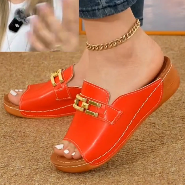 Metal chain casual wedge heel sandals