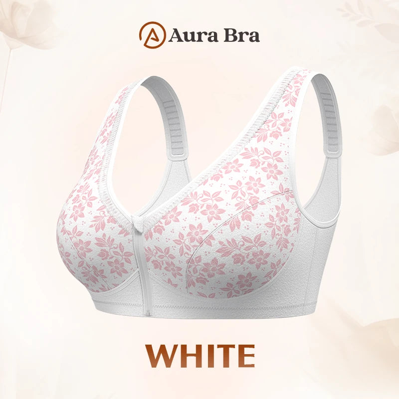 Pure Cotton Anti Sagging Comfy Front Zipper Bra