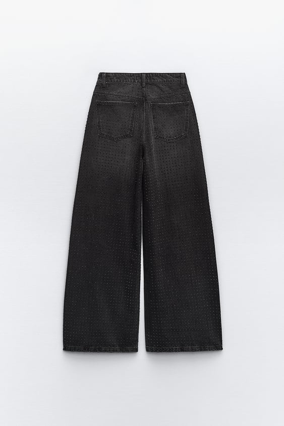 SUPER WIDE LEG RHINESTONE JEANS