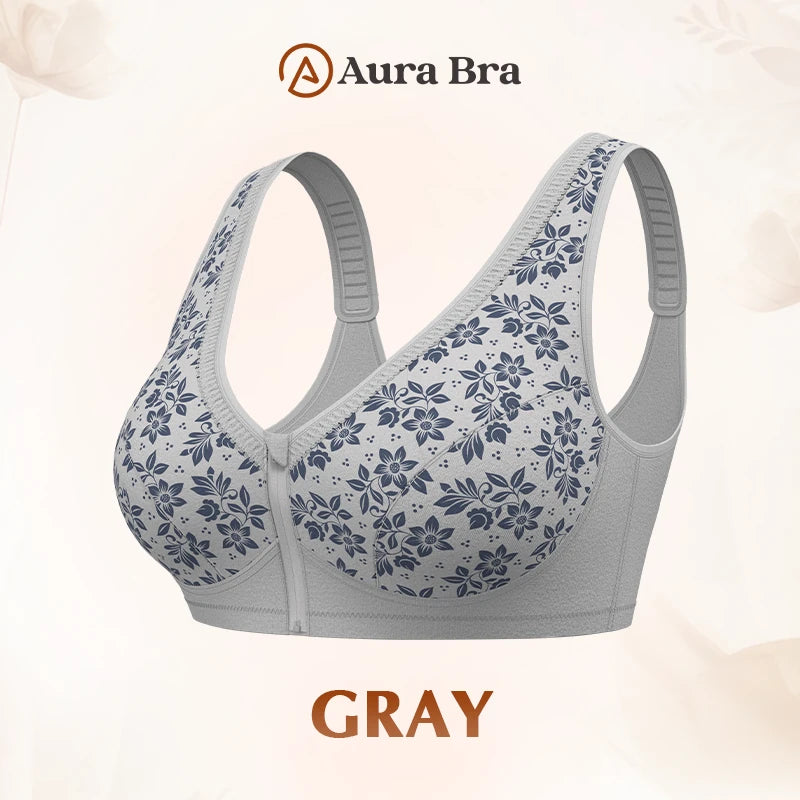 Pure Cotton Anti Sagging Comfy Front Zipper Bra