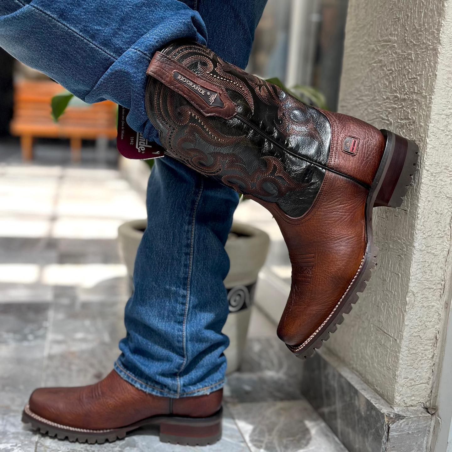 Bison truck sole cowboy boot