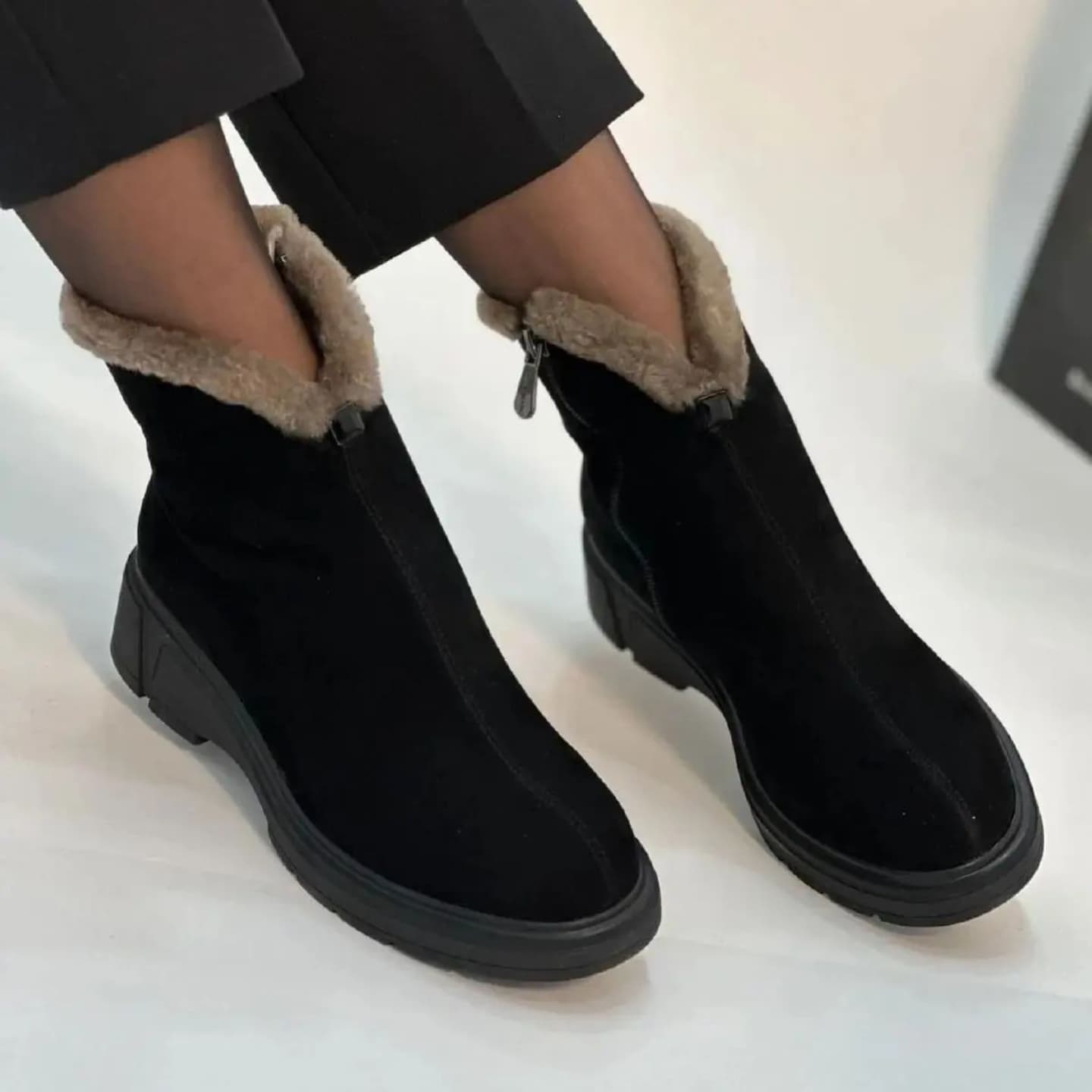Suede leather ankle boots