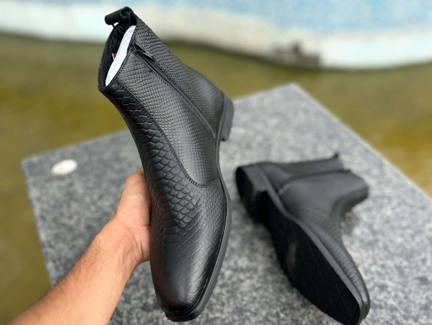 Chelsea in corodile and snack pattern in 100% Genuine Leather
