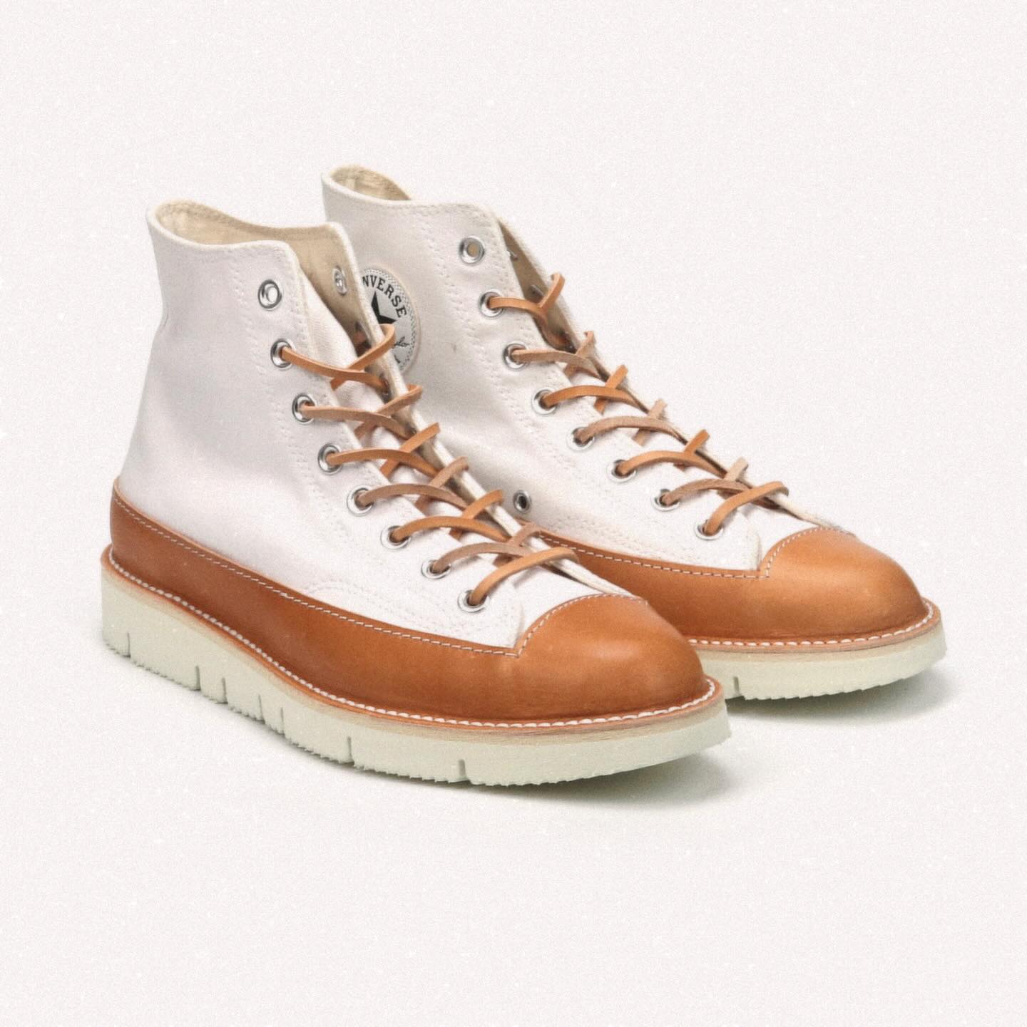 Handmade leather high-top casual shoes
