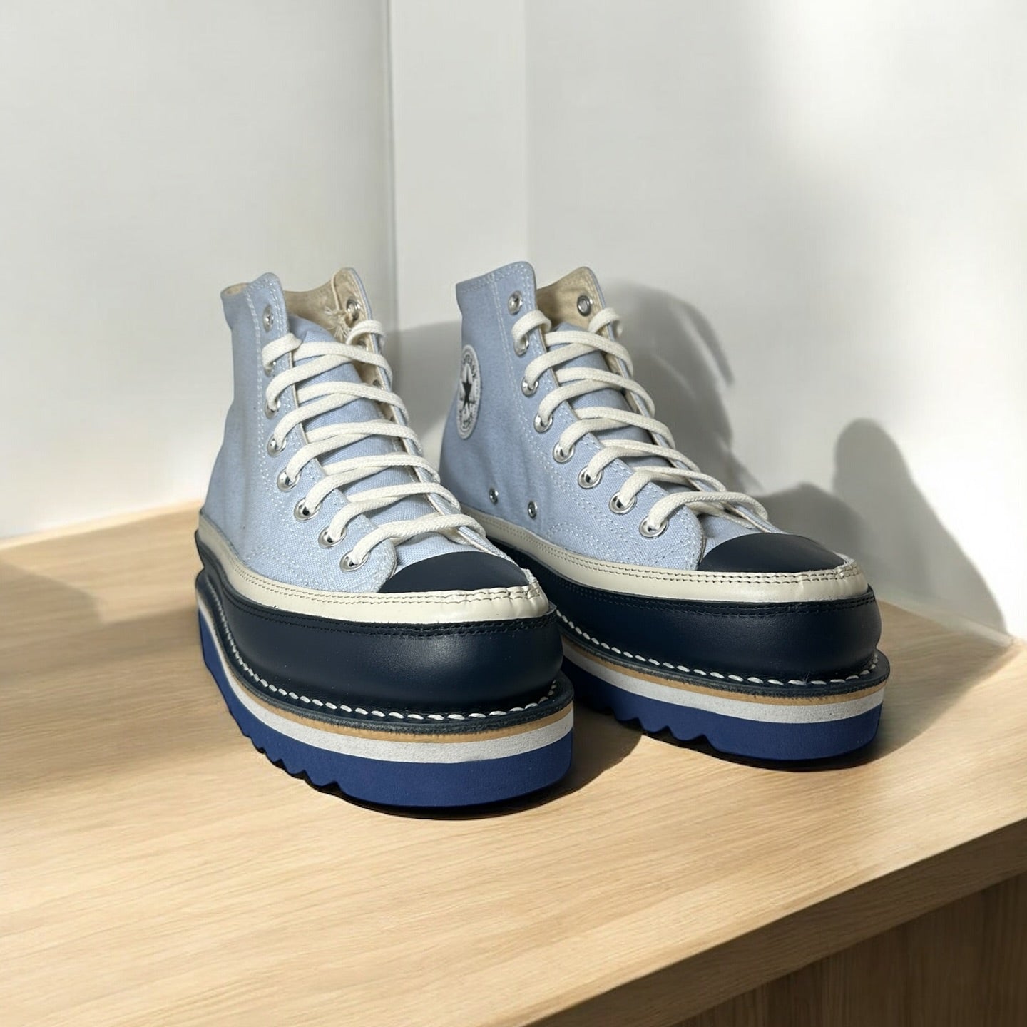 Handmade leather high-top casual shoes