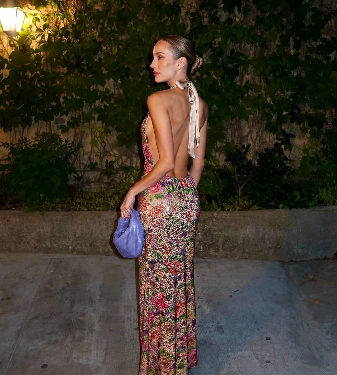 Backless Sequined Mesh Maxi Dress
