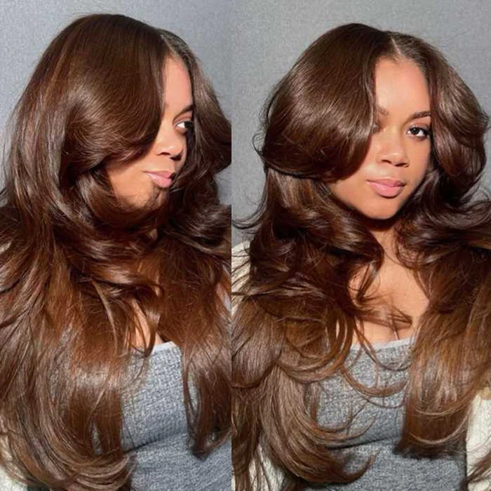 Body Wave Curtain Bangs 8x5 Glueless HD Lace Closure Wig and 13x4 Frontal Wig Put On And Go