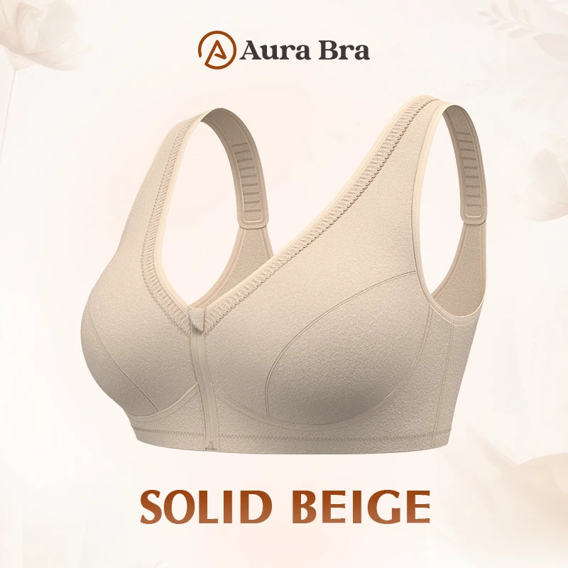 Pure Cotton Anti Sagging Comfy Front Zipper Bra