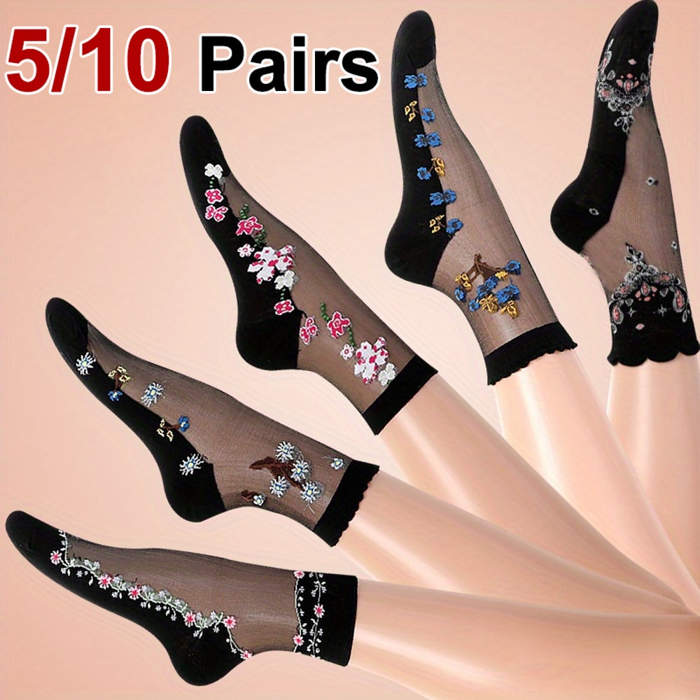 Vibrant Floral Patterned Glass Socks