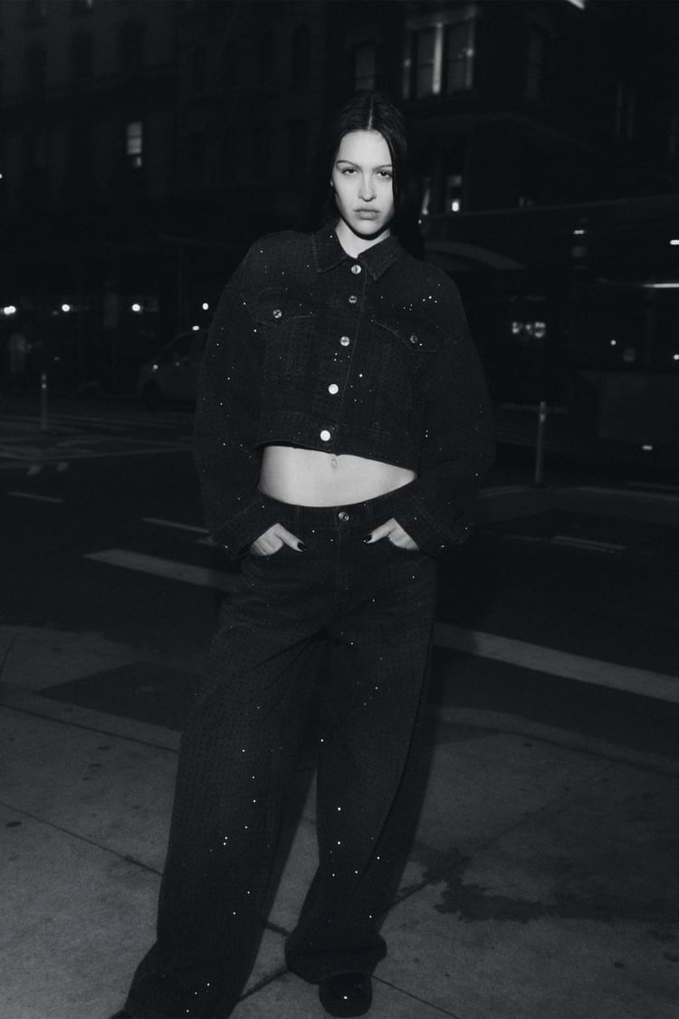 SUPER WIDE LEG RHINESTONE JEANS