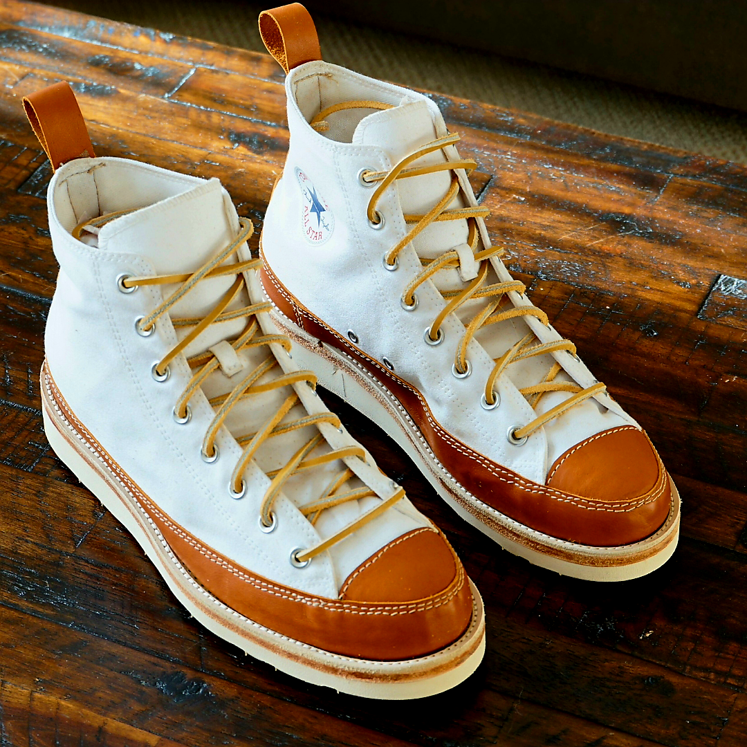 Handmade leather high-top casual shoes