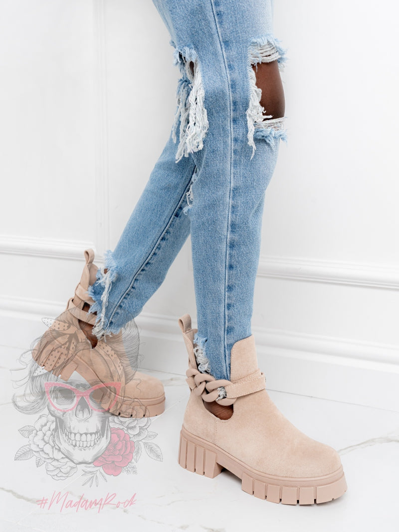 Suede cutout boots