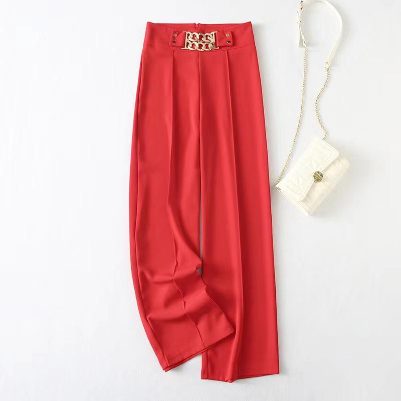 High Waisted Chain Wide Leg Pants
