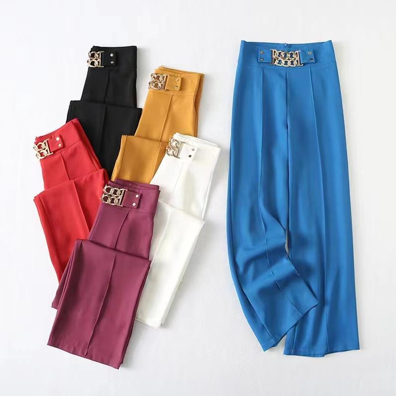 High Waisted Chain Wide Leg Pants