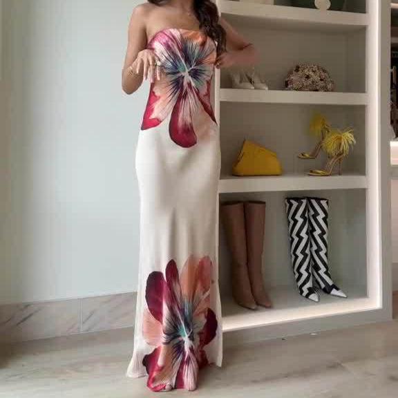 Strapless Satin Maxi Slip Dress