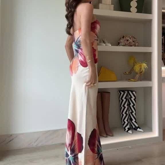 Strapless Satin Maxi Slip Dress