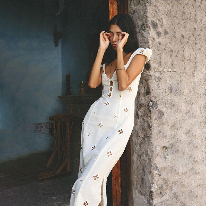 Four Leaf Clover Hollow Out Summer Maxi Dress