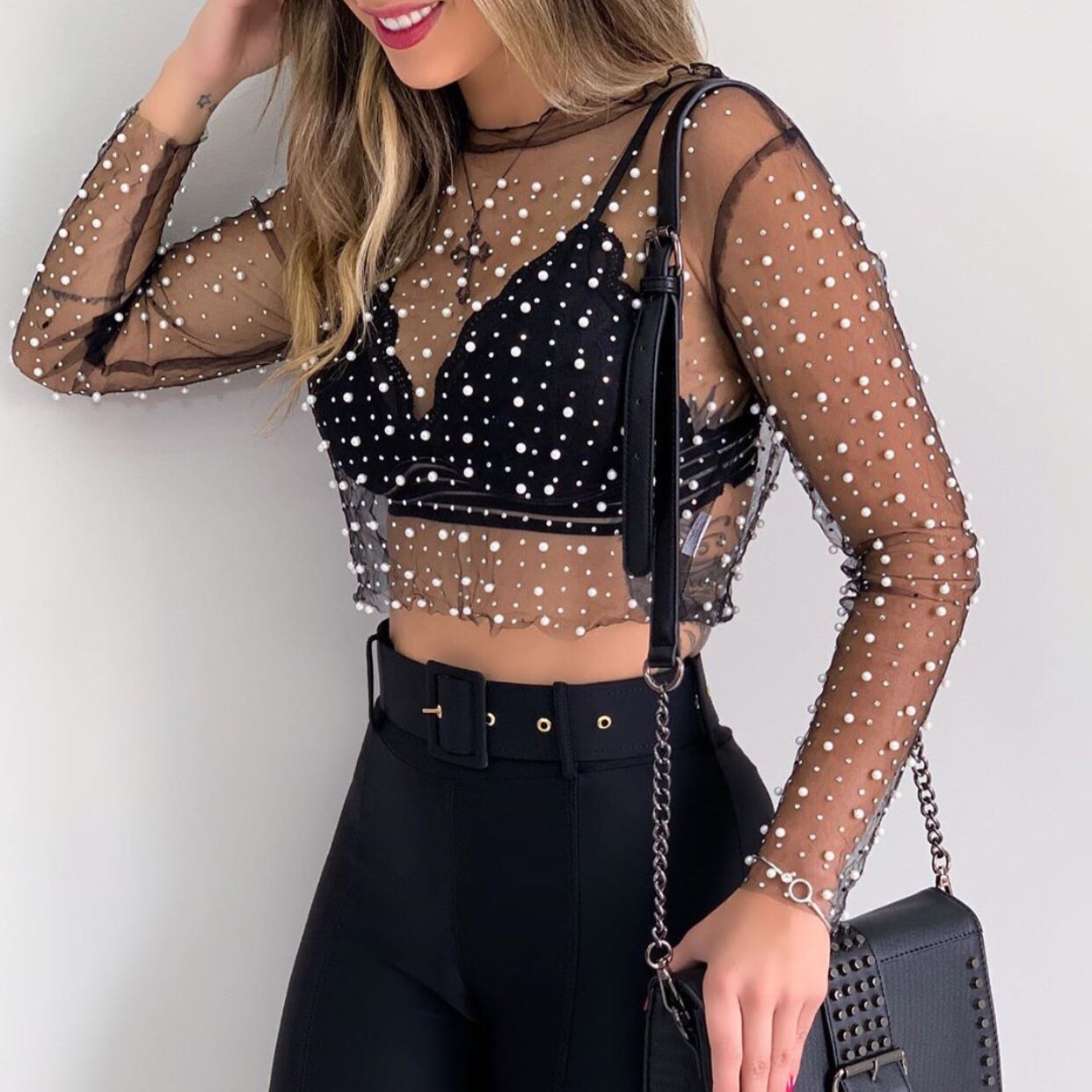 Part Princess Rhinestone Pearl top