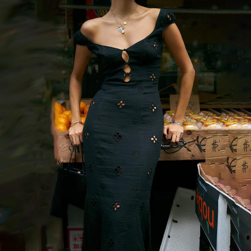 Four Leaf Clover Hollow Out Summer Maxi Dress