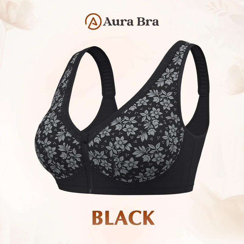 Pure Cotton Anti Sagging Comfy Front Zipper Bra