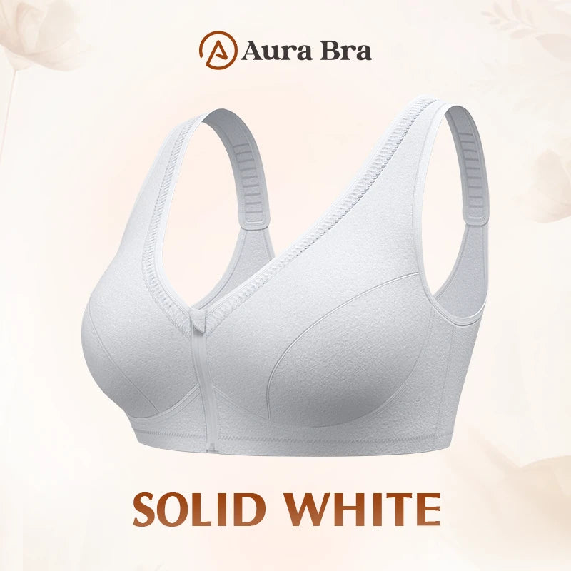 Pure Cotton Anti Sagging Comfy Front Zipper Bra