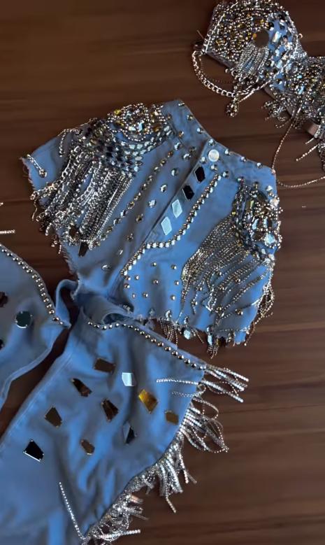Denim Deconstructed Diamond Tassel Set
