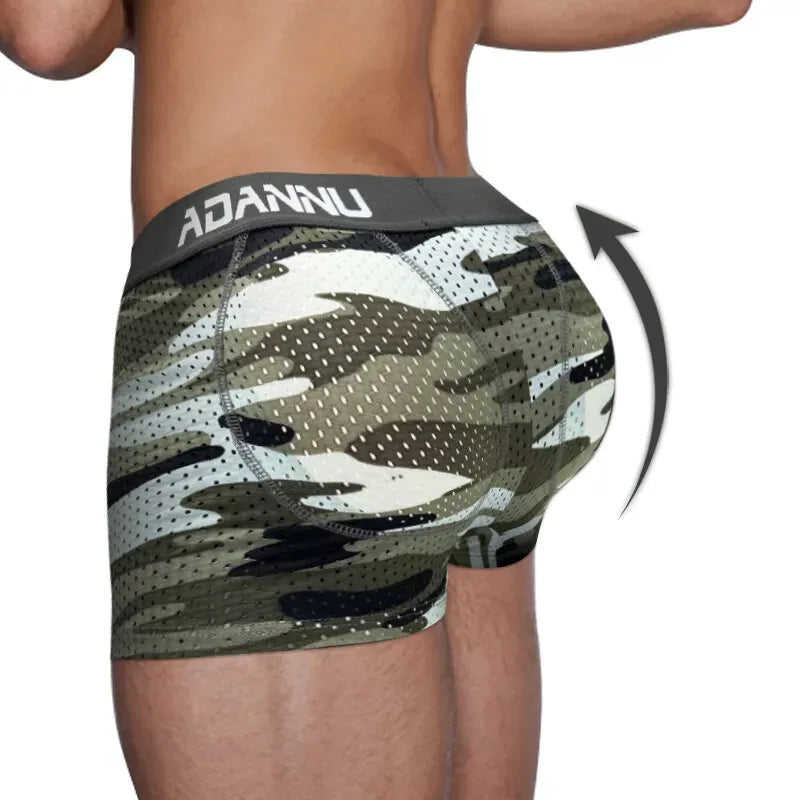 Male Mesh Butt Padded Hip Lifting Shorts