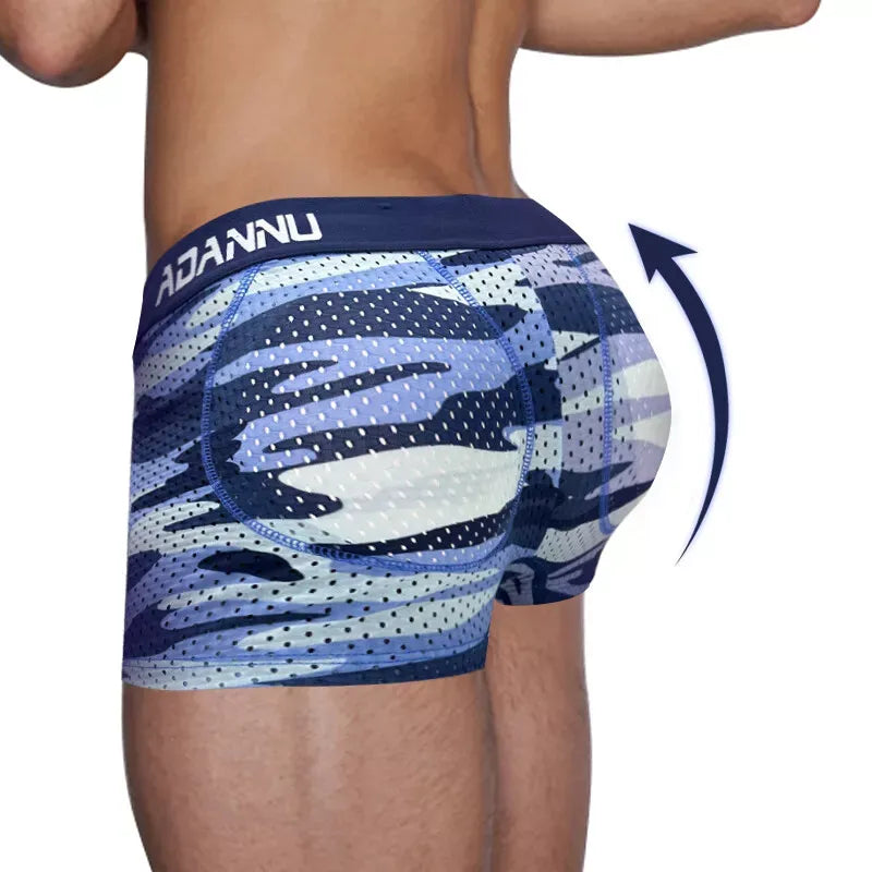 Male Mesh Butt Padded Hip Lifting Shorts