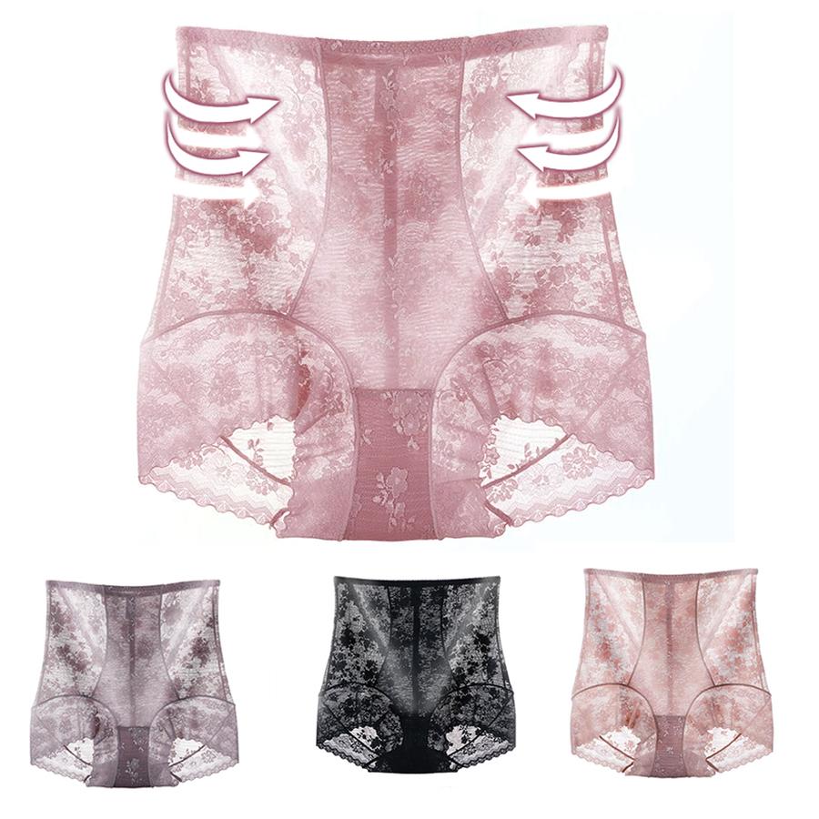 High-waist lace belly-up hip panties women's ultra-thin seamless panties