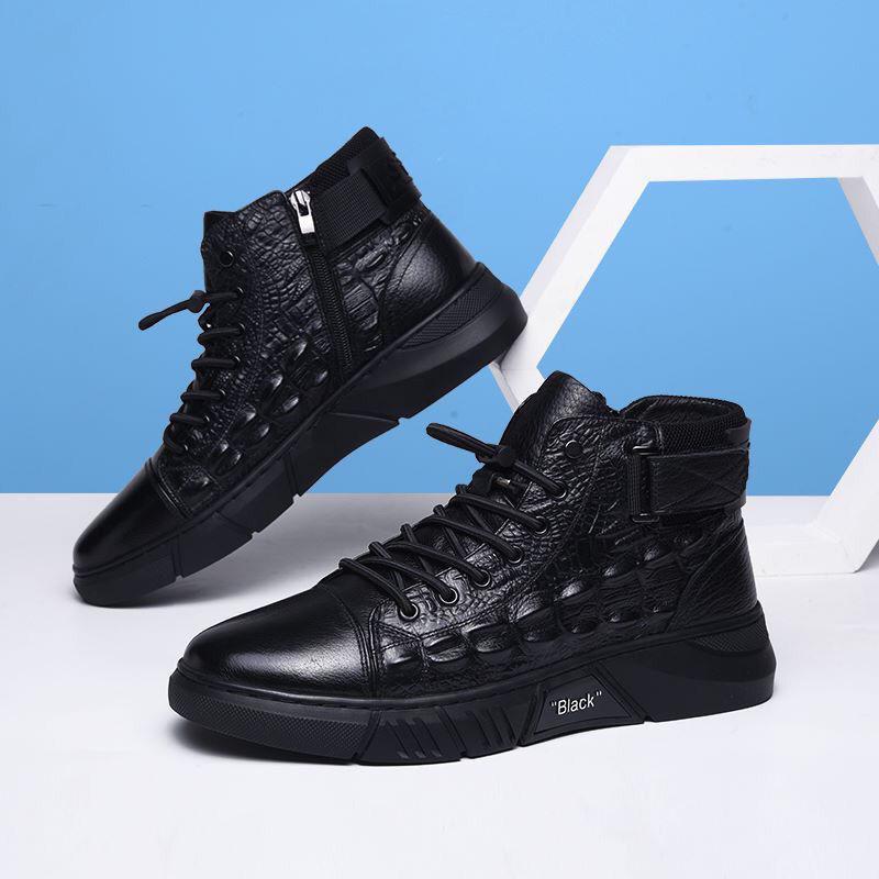 Italian Cowhide crocodile print Martin boots