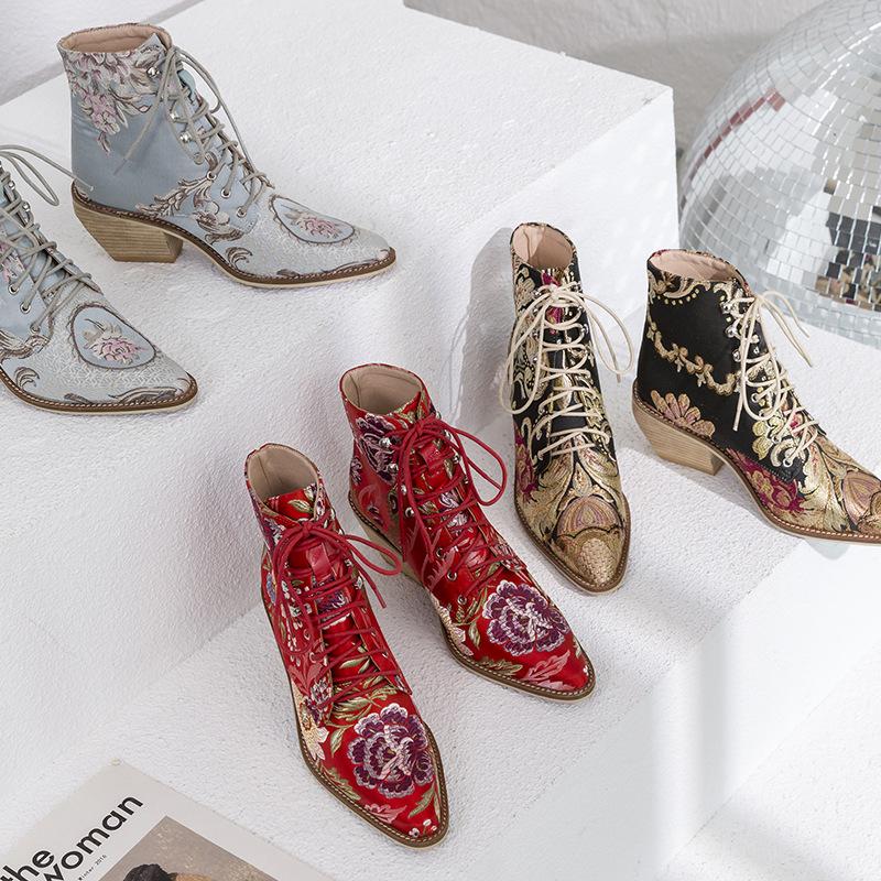 Embroidered high heels