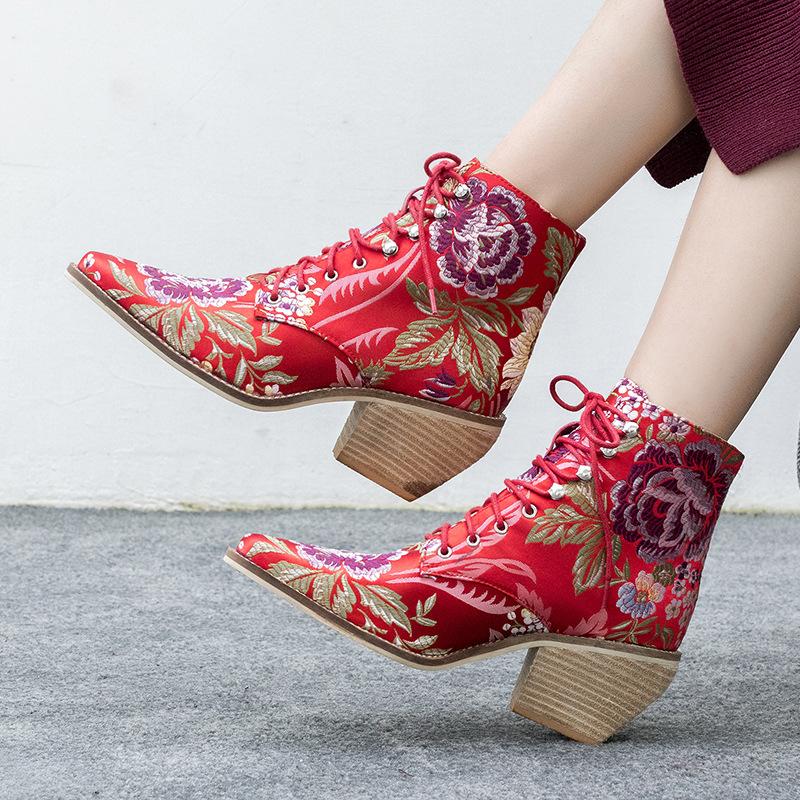 Embroidered high heels