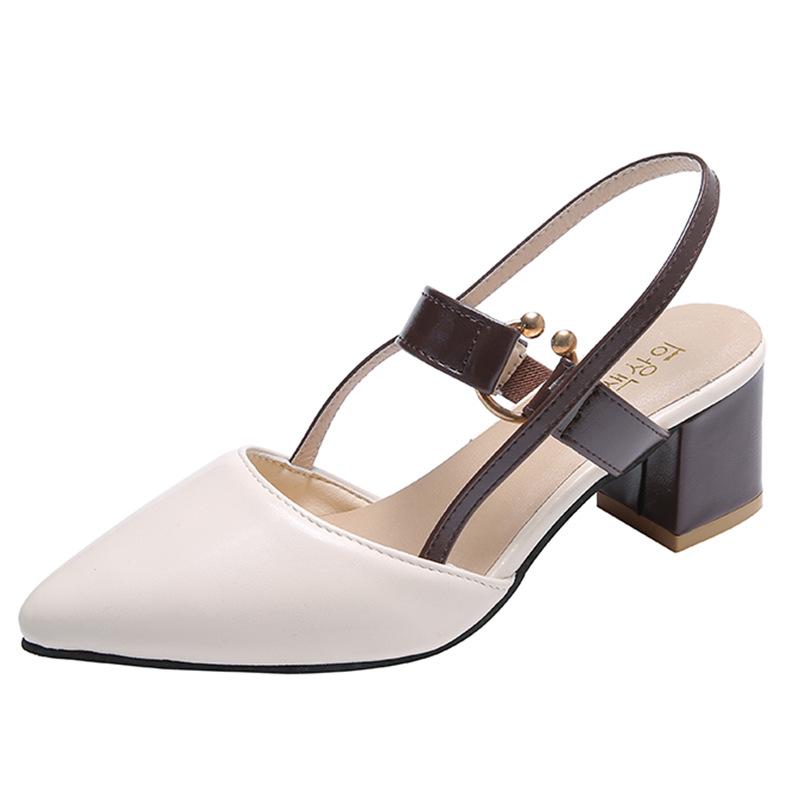 Horseshoe buckle strappy chunky heels