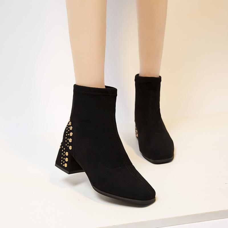 Square heel diamond boots