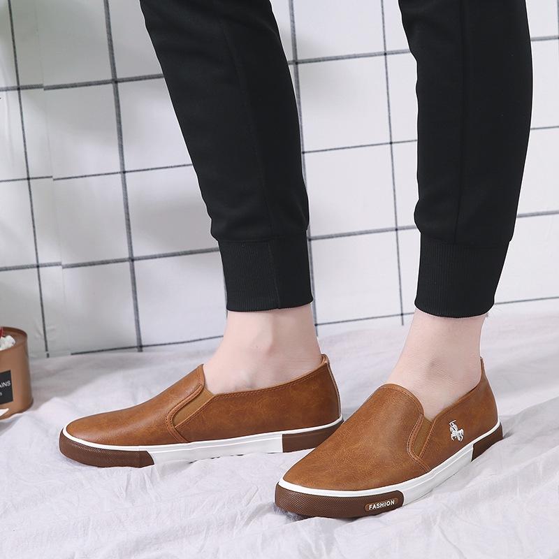 Casual Shoes Men Comfortable PU Leather Mens Loafers Handmade Design Flats Sneakers