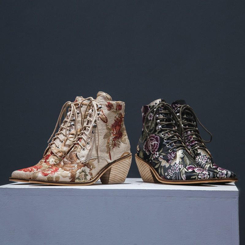 Embroidered high heels