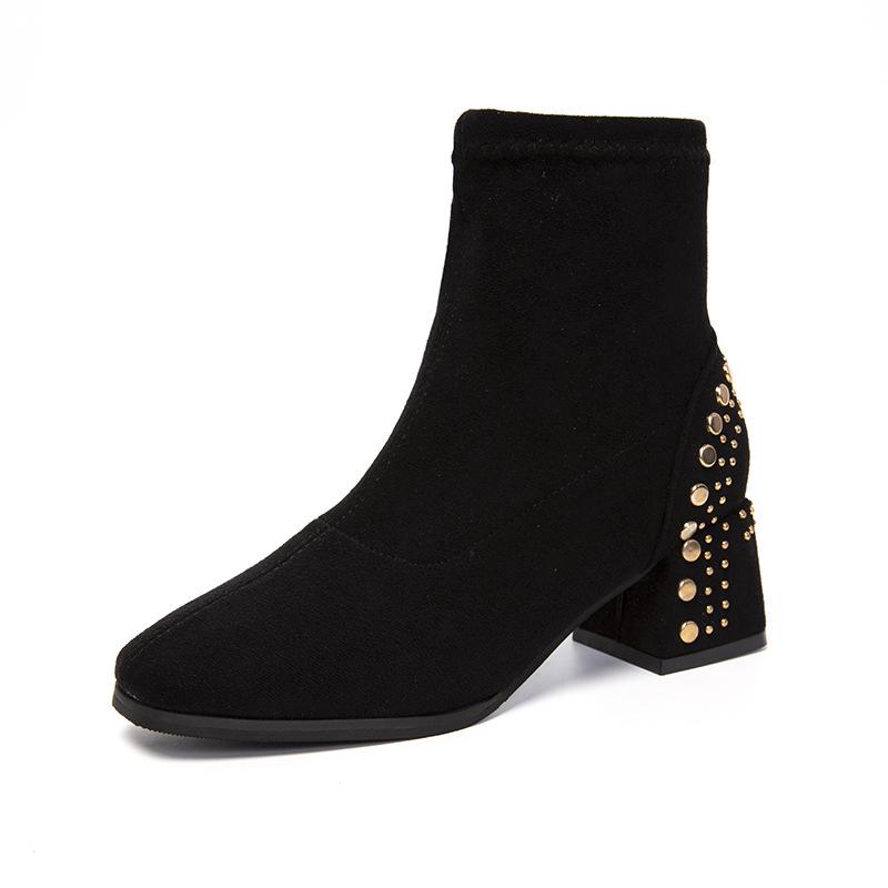 Square heel diamond boots