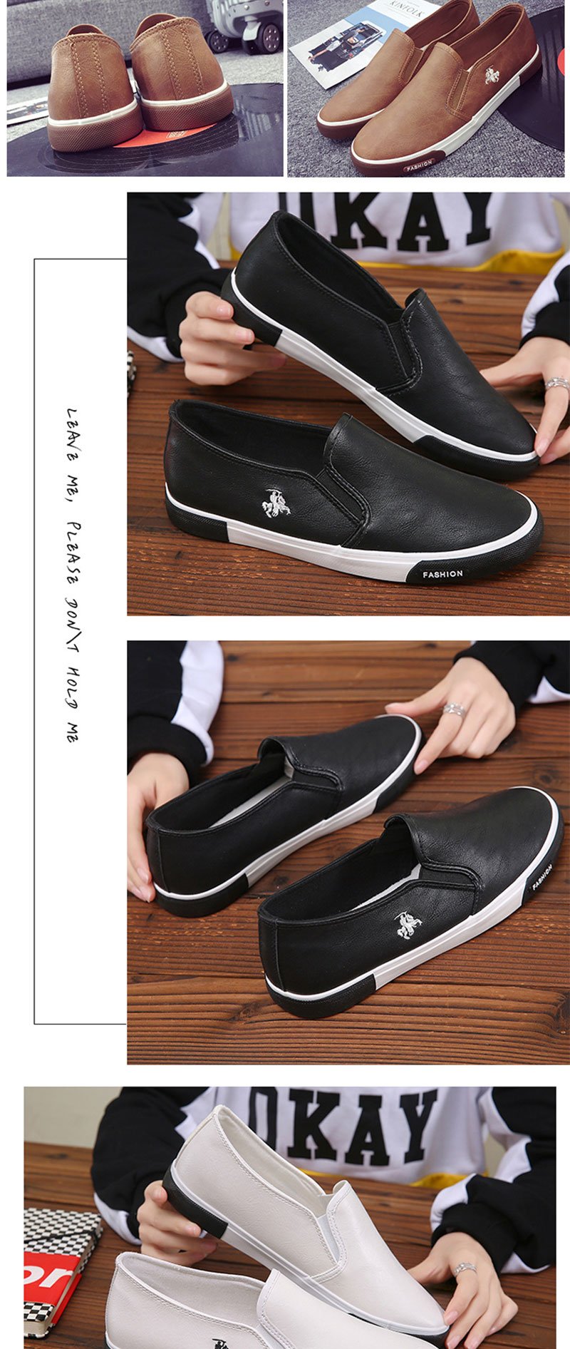 Casual Shoes Men Comfortable PU Leather Mens Loafers Handmade Design Flats Sneakers