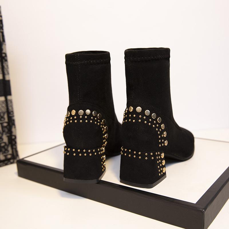Square heel diamond boots