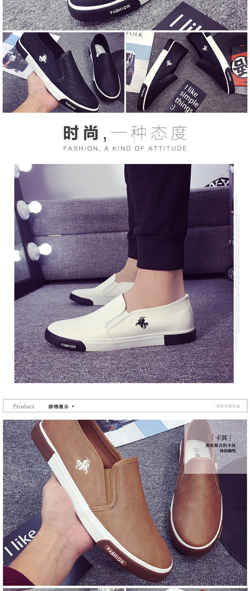 Casual Shoes Men Comfortable PU Leather Mens Loafers Handmade Design Flats Sneakers