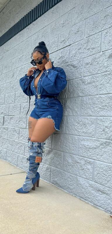 Put a Bow On It Denim Romper