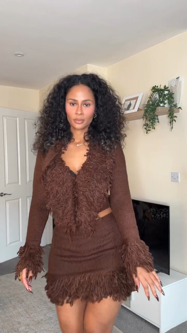 Fringe Sweater Skirt Set
